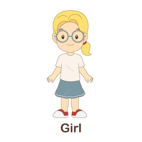 Premium Vector | Vocabulary Flash Card for kids. girl with picture girl