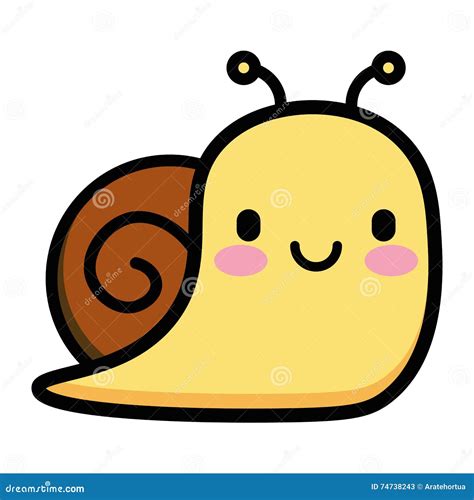 Cute Cartoon Snail Isolated on White Background Stock Illustration ...