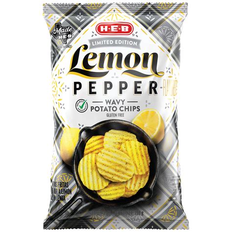 H-E-B Wavy Potato Chips - Lemon Pepper - Shop Chips at H-E-B