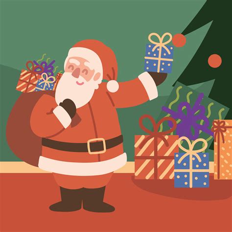 Santa giving gifts 4631611 Vector Art at Vecteezy