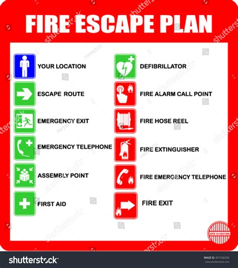 Set Symbols Fire Escape Evacuation Plans 库存矢量图（免版税）491556256 | Shutterstock