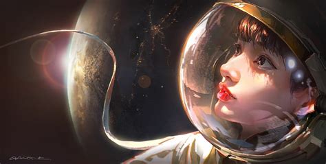 Astronaut girl, cosmonaut, art, fantasy, shengyi sun, astronaut, girl ...