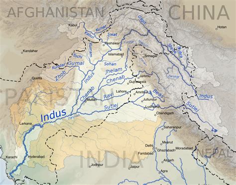 File:Indus River basin map.svg - Wikimedia Commons | River basin, River ...