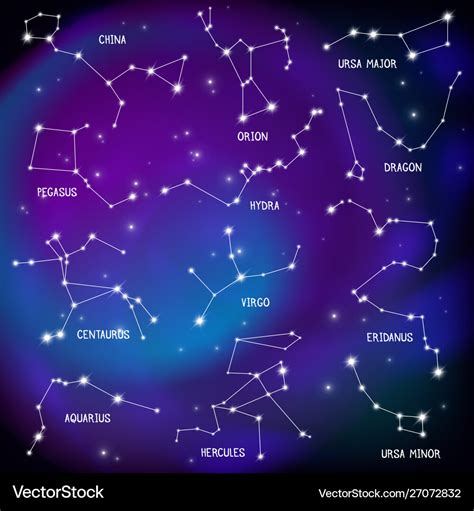 Sky map constellations background Royalty Free Vector Image