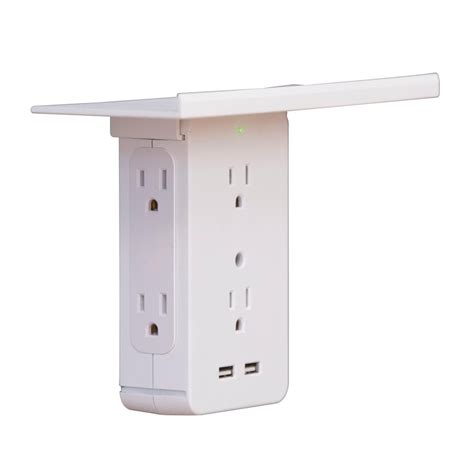 Socket Shelf Cordless Wall Outlet Extender with 6-Outlets and 2 USB ...