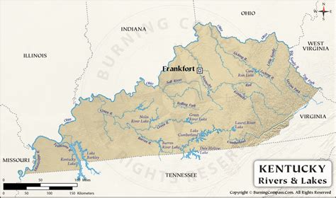 Kentucky River Map, Kentucky Rivers and Lakes