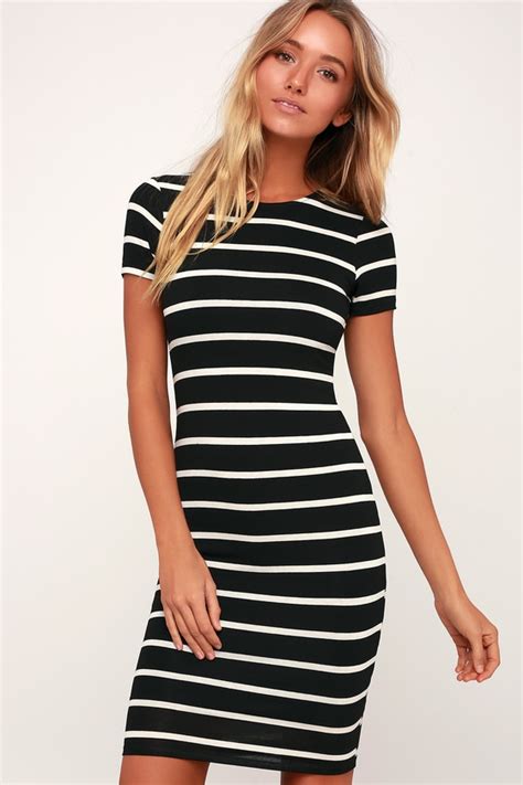 Chic Black and White Striped Dress - Striped Bodycon Dress - Lulus