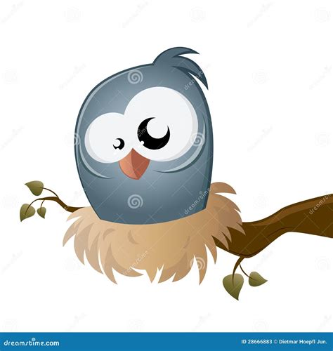 Funny Cartoon Bird Sitting in a Nest Stock Vector - Illustration of ...