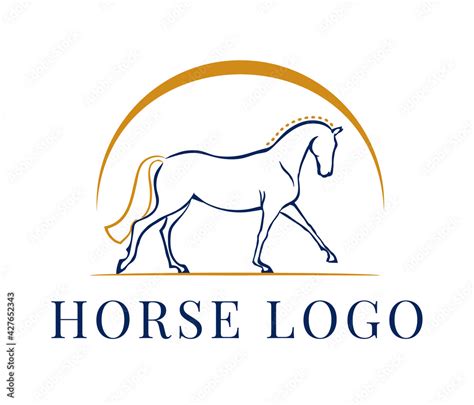 equestrian logo with line art horse symbol. vector illustration Stock ...