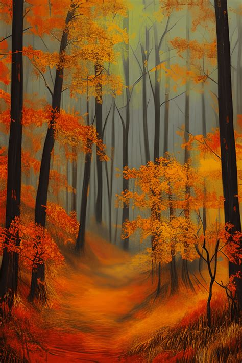 Forest During Fall Painting · Creative Fabrica