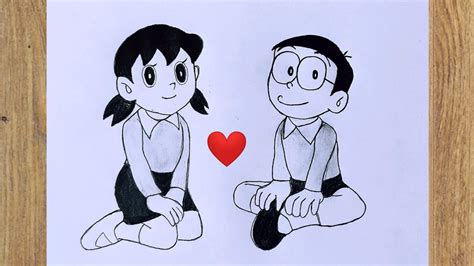 Nobita and Shizuka Love Drawing - Pencil Sketch / How to draw nobita ...