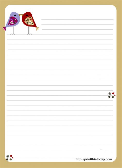 Love Birds Love Letter Pad design | Free printable stationery ...