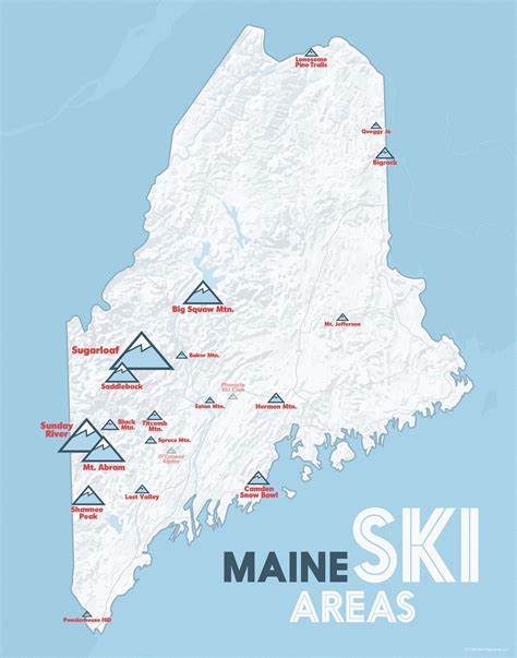 Maine Ski Resorts Map 11x14 Print | Ski resort, Skiing, Resort