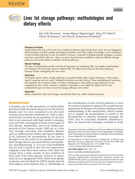 (PDF) Liver fat storage pathways: methodologies and dietary effects