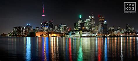 Panoramic Skyline of Toronto at Night - High-Definition Photo - PROKOS