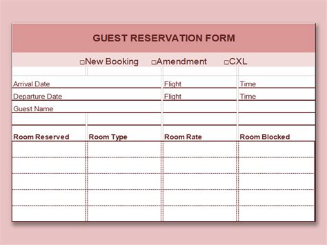 EXCEL of Guest Reservation Form.xlsx | WPS Free Templates