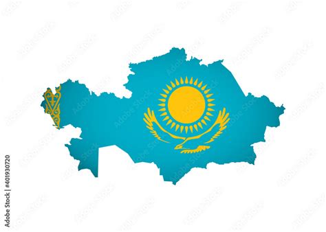 Vector isolated illustration with Kazakhstan flag (with gold sun ...