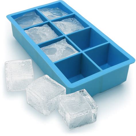 1x Ice Cube Tray 8 Extra Large Square Food Grade Jumbo Ice Cube Moulds ...