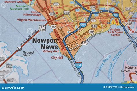 Map Image of Newport News, Virginia Stock Image - Image of represent ...