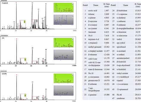 GC–MS total ion chromatogram and peak numbers of wood powder sample ...