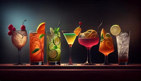 Free Photo | Fresh cocktails with ice lemon lime and fruits generative AI