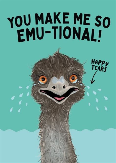 Illustration Of An Emotional Emu Funny Pun Congratulations Card | Moonpig