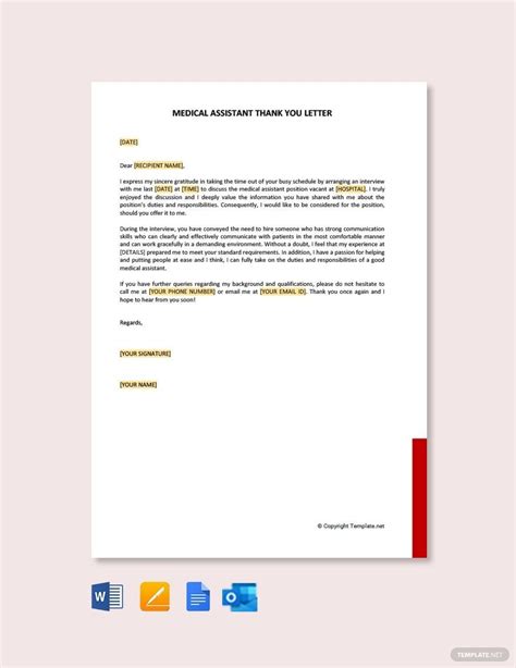 Medical Assistant Thank You Letter After Internship in Google Docs ...