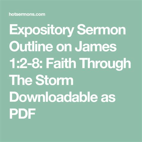 Expository Sermon Outline on James 1:2-8: Faith Through The Storm ...