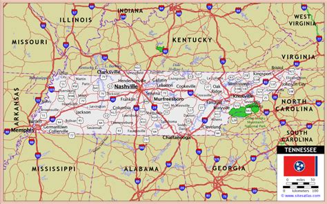 Map Of Tennessee State With Highway Road Cities Counties Tennessee Map ...