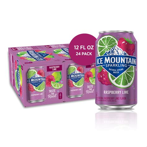 Ice Mountain Sparkling Water, Raspberry Lime, 12 oz. Cans (24 Count ...