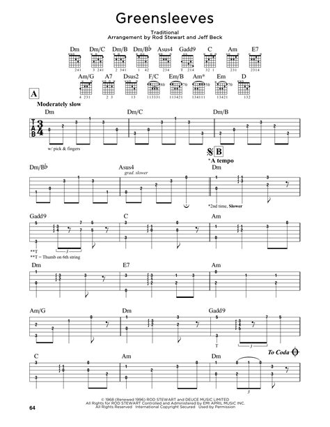 Greensleeves sheet music by Jeff Beck (Guitar Lead Sheet – 163525)