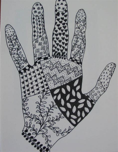 Faffing About: Hands up! | Zentangle patterns, Hand art, Easy zentangle ...