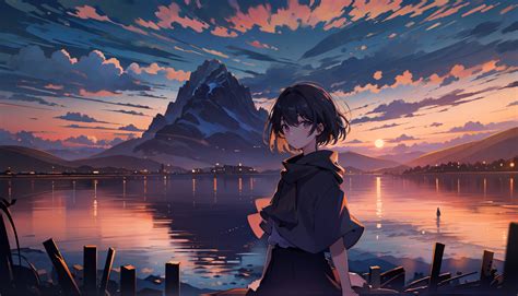 604x1050 Resolution Anime Girl in Mountains Lake 604x1050 Resolution ...