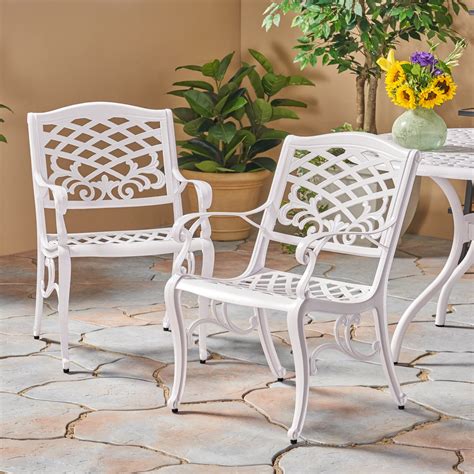 Pittman Outdoor Cast Aluminum Arm Chair, Set of 2, White - Walmart.com