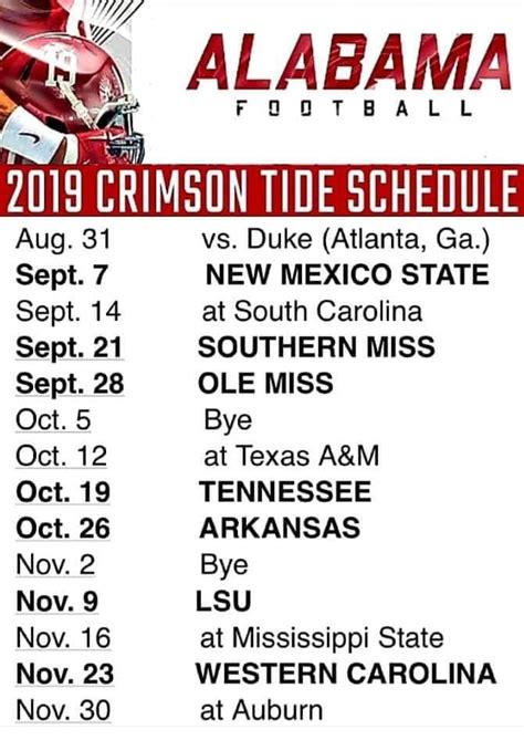 Printable Alabama Football Schedule 2021 - Printable Schedule