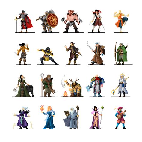 RPG classes infographic pixel art :: Behance