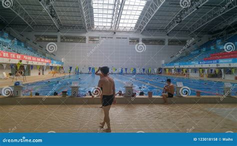 Shenzhen, China: Indoor Swimming Pool View, Men and Women Swimming ...