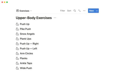 Notion Template Gallery – 30-day workout plan