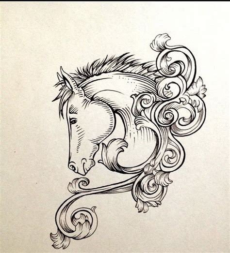 Lovely horse head with rich curles tattoo design - Tattooimages.biz ...