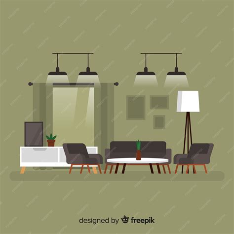 Free Vector | Modern living room interior design with flat design