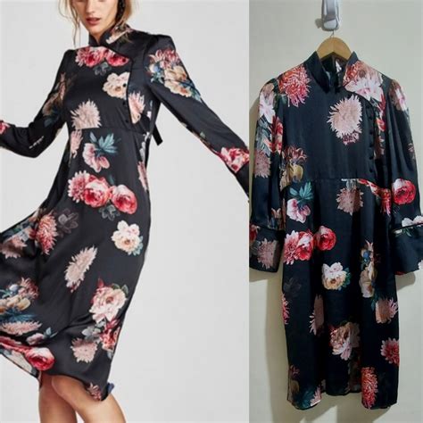 Zara Floral Chinese Style Midi Dress, Women's Fashion, Dresses & Sets ...