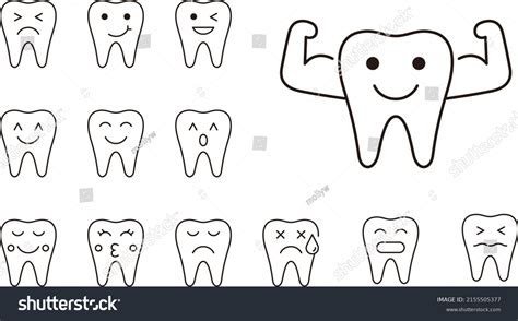 Tooth Emoji Icons Illustration Vector Stock Vector (Royalty Free ...