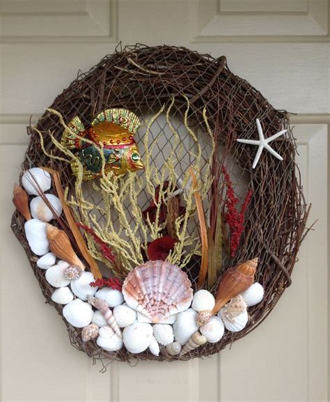 Shell Wreath, Fish Wreath, fishnet wreath, Coastal Wreath, Beach Wreath ...