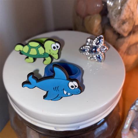 Kids plastic rings bundle Shark, turtle, chunky... - Depop