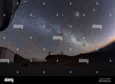 The Milky Way above La Silla Observatory at night in Chile Stock Photo ...