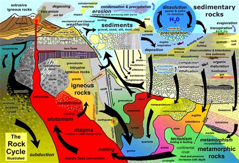 The Rock Cycle Illustrated Poster: Dissolution, Plutonism ...