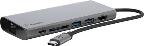 Belkin 4-Port USB Type-C Hub with Gigabit Ethernet Adapter Space Gray ...