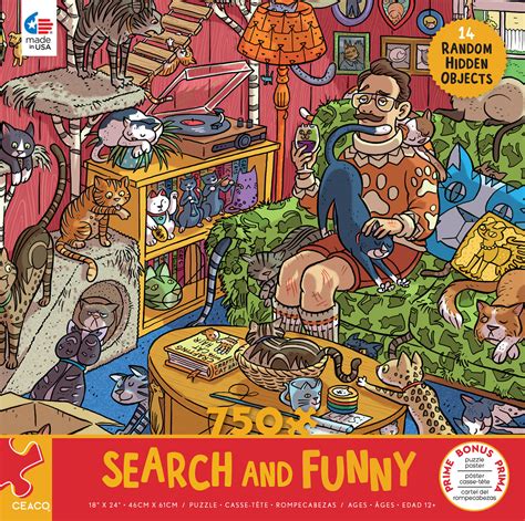 Search and Funny - Crazy Cat Guy, 750 Pieces, Ceaco | Puzzle Warehouse