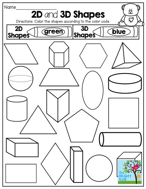 2d And 3d Shapes Worksheets For Kindergarten