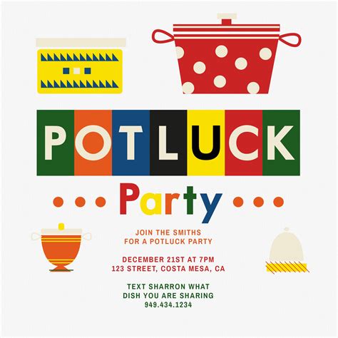 Pots Pans Th Of July Potluck Party Invitation Th Of July Invitations ...